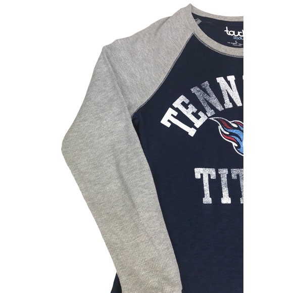 Touch Stadium Tennessee Titans Raglan Long Sleeve Shirt Navy Gray Womens Large - Picture 6 of 7